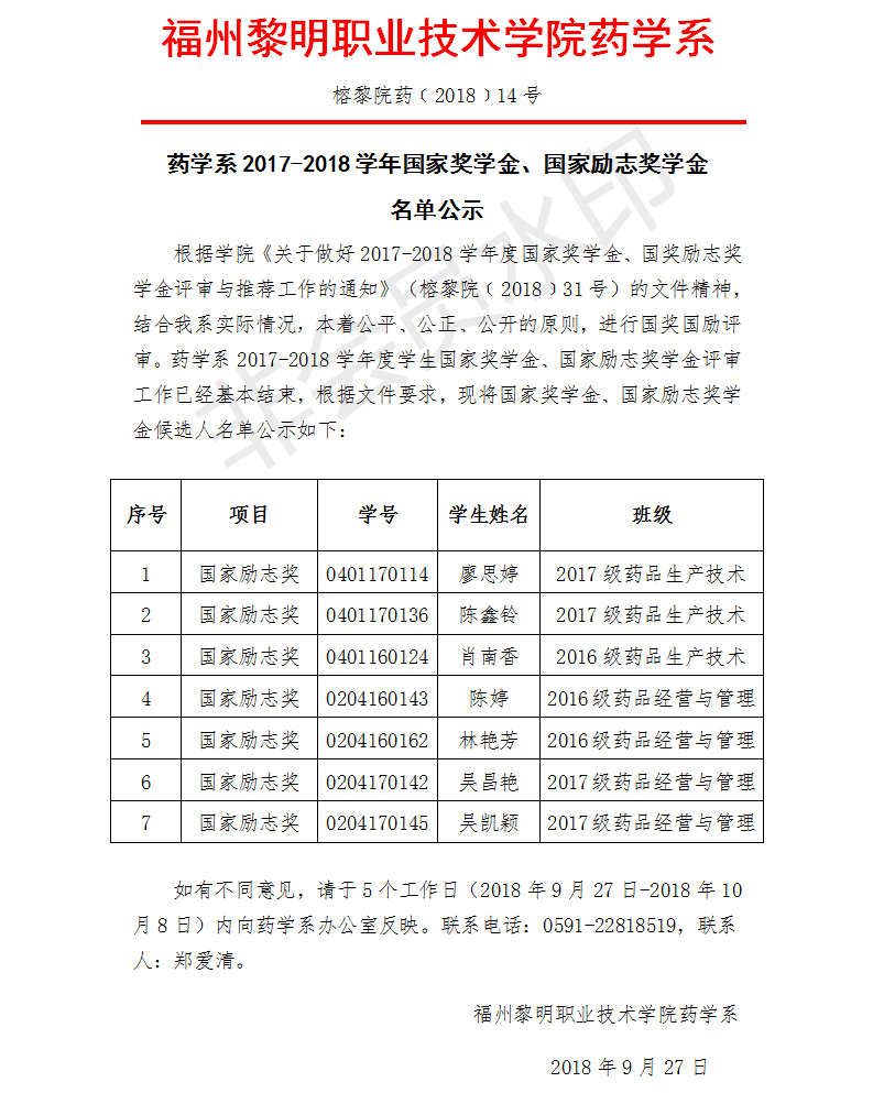 榕黎院药﹝2018﹞14号 药学系2017-2018学年国家奖学金、国家励志奖学金名单公示.png